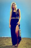 Vestido longo c/ cinto dourado